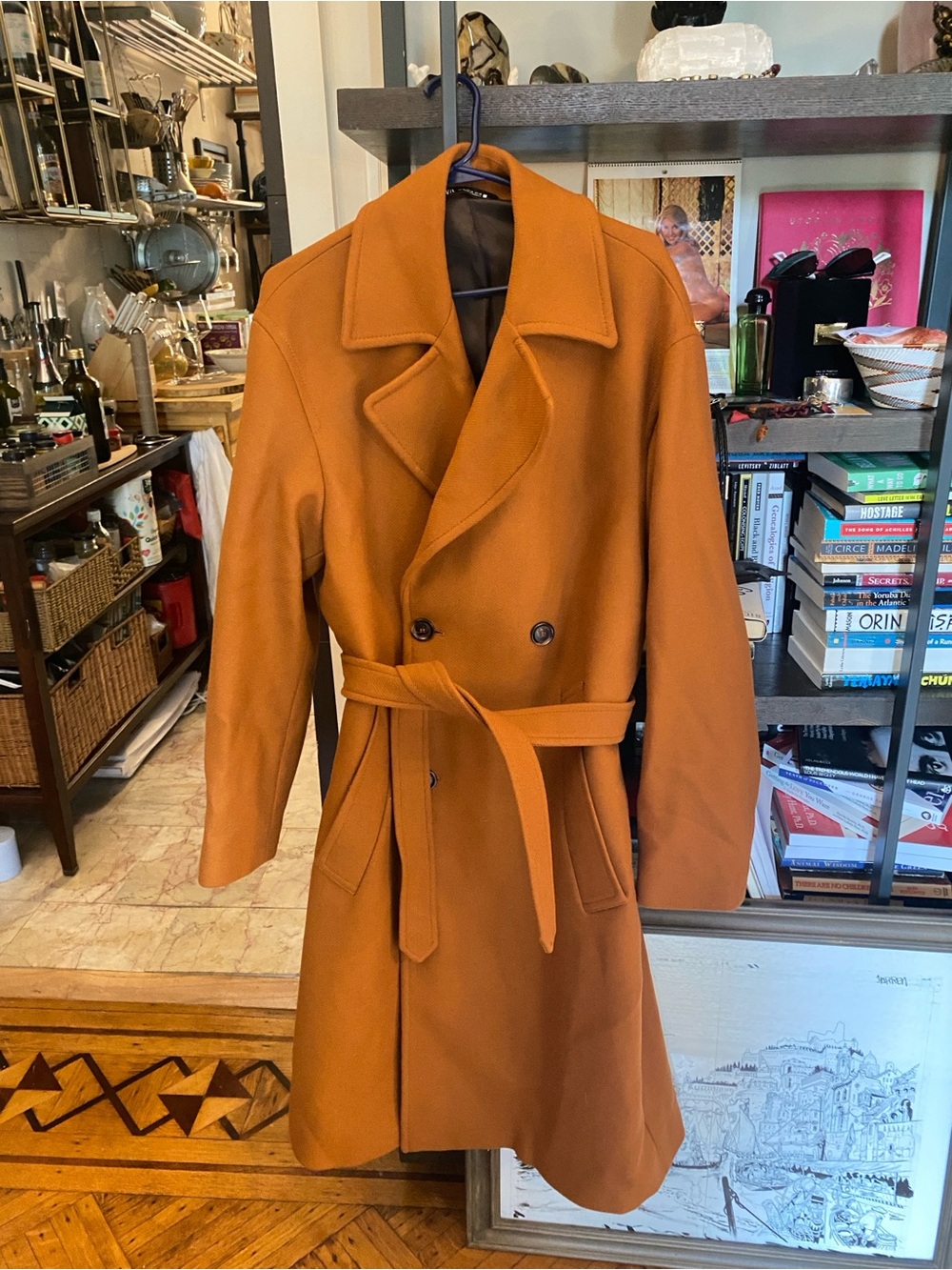 Men's Double-Breasted Fall/Winter Coat in Burnt Orange